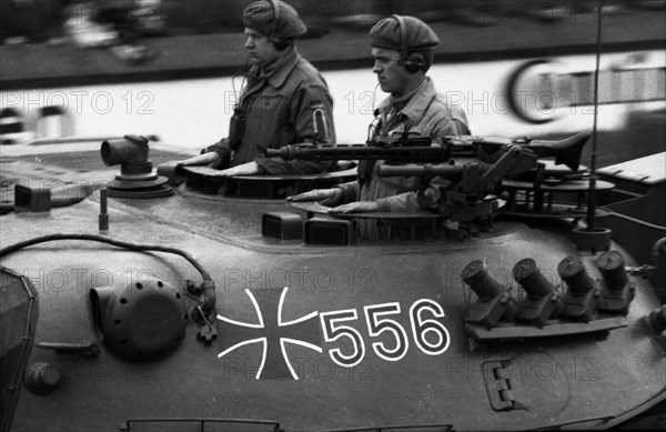 Parade of the Bundeswehr on the 20th anniversary of the founding of NATO in April 1969 at Dortmund Airport