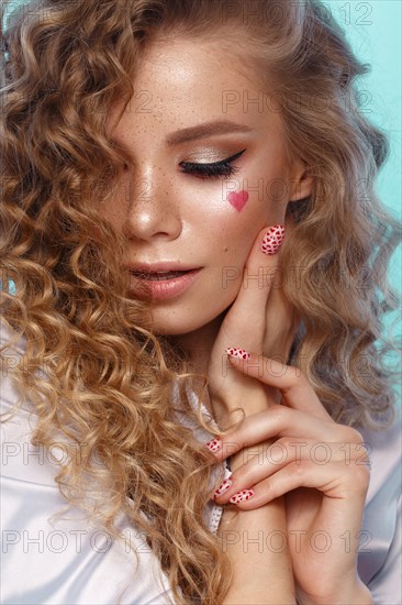 Pretty girl with curls hairstyle
