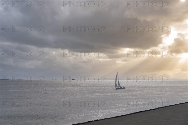 Sailboat cruising in front of the beach at Boulevard Evertsen