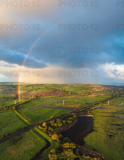 Rainbow over Wetlands from a drone