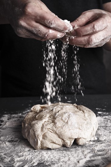 Cooking dough by elderly woman cook hands for homemade pastry bread