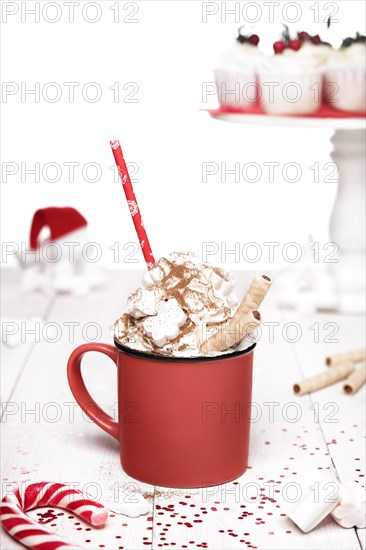 Delicious cocoa with whipped cream