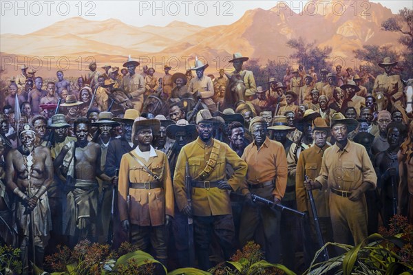 Mural in an exhibition hall of the Independence Memorial Museum