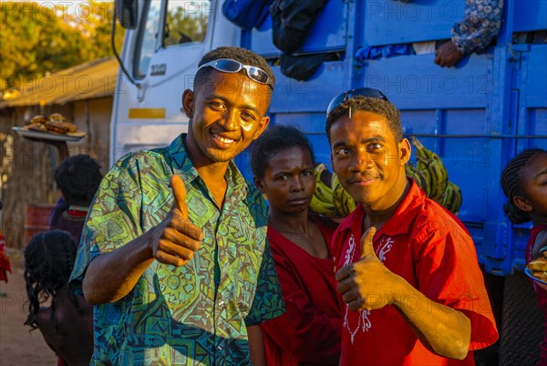 Thumbs up from friendly locals