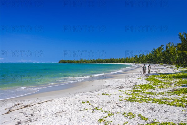 Long white sand beach in the east of the island Ile Sainte-Marie although Nosy Boraha