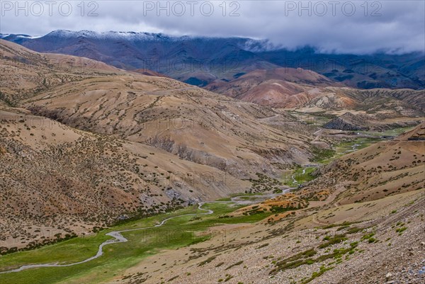 Green creek along the road from Lake Manasarovar to the kingdom of Guge