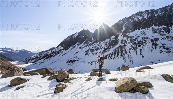 Ski tourers ascending Berglasferner