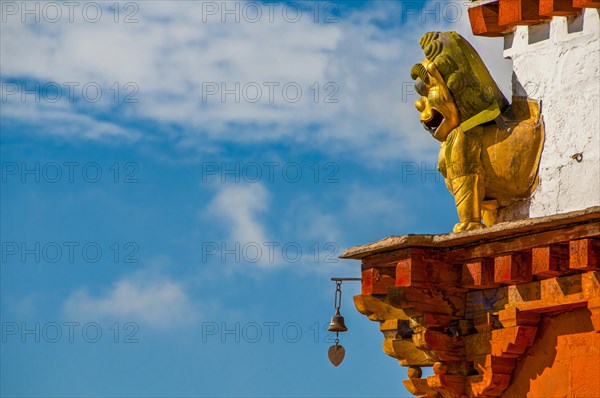 Buddhist roof decorations on the roof of the Tashilhunpo monastery
