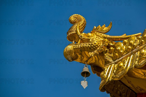 Buddhist roof decorations on the roof of the Tashilhunpo monastery