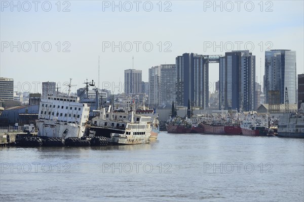 Shipwrecks and fishing boats in the harbour