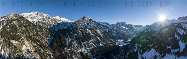 Aerial view snowy mountains Wildfraeuleinstein