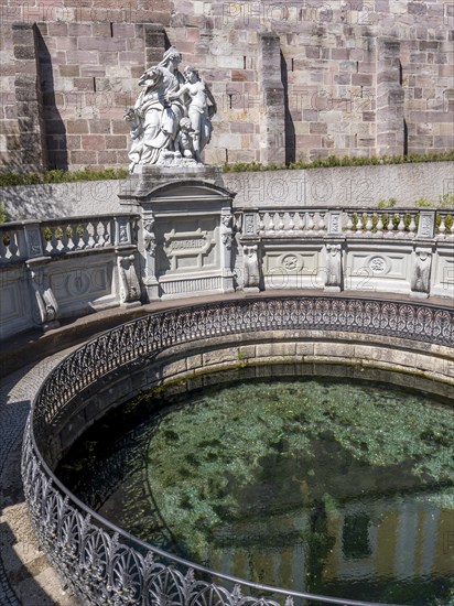 The source of the Danube with the sculpture Mutter Baar weist ihrer Tochter