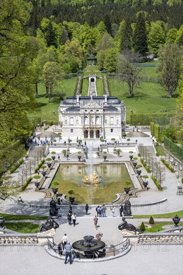 Royal Villa Linderhof Palace with fountain