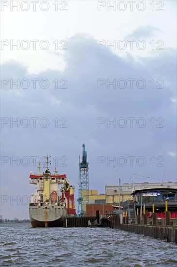 Cargo ship Serena at the shipyard pier in Bremen Vegesack