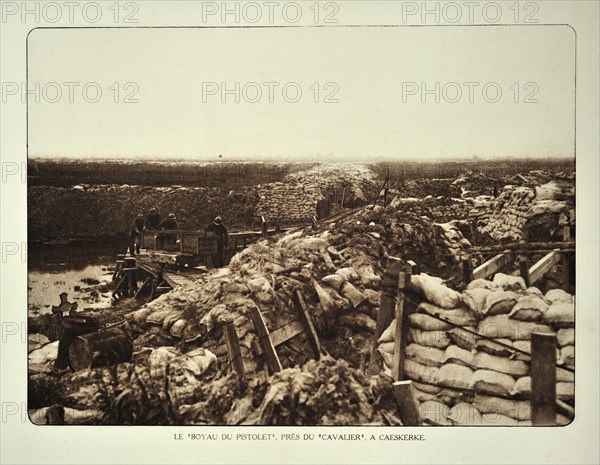Soldiers in trench at Kaaskerke in Flanders during the First World War