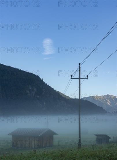 Morning fog on the Wetterstein mountains