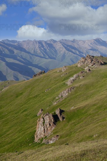 Granite Rocks at sunset near Song Kol Lake