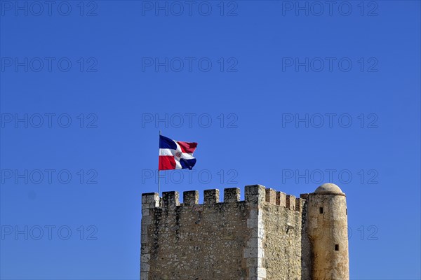 National flag of the Dominican Republic at Fortaleza Ozama Fortress