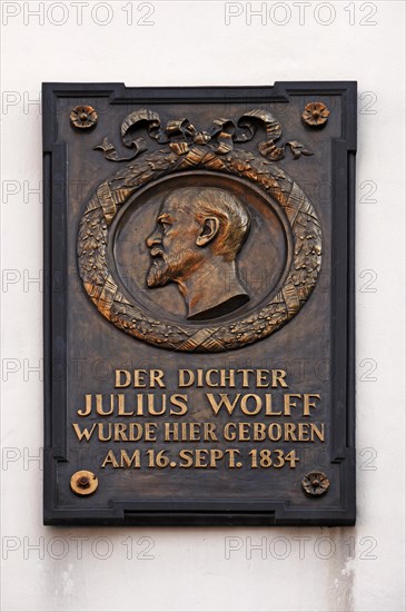 Memorial plaque by the poet Julius Wolff