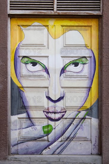 Colourfully painted door