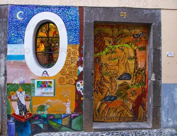 Colourfully painted door