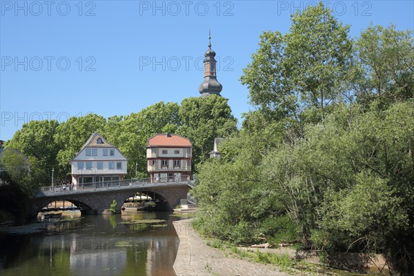 Historic bridge houses on the bridge over the Nahe