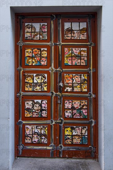 Colourfully painted door