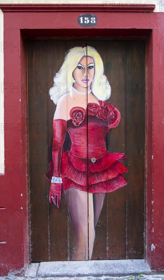 Colourfully painted door
