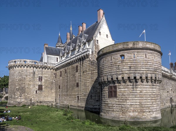 Historic Site Castle Walls and Museum Chateau des ducs de Bretagne with Blue Sky