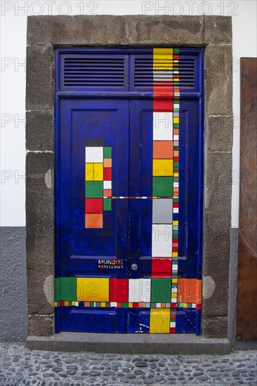 Colourfully painted door