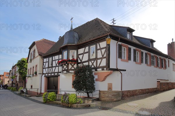 Half-timbered house with bay window
