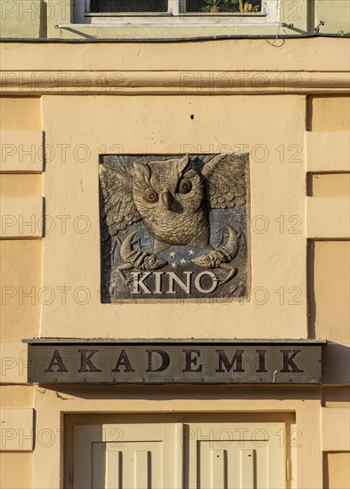 Architectural detail with Kino Akademik cinema sign