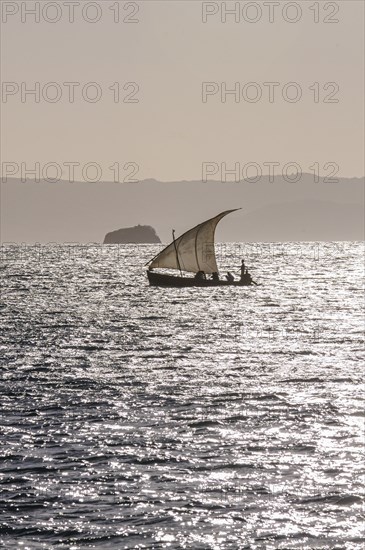 Backlight of a sailing boat in the bay of Diego Suarez