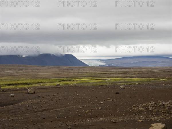 Glaciers and barren volcanic landscape