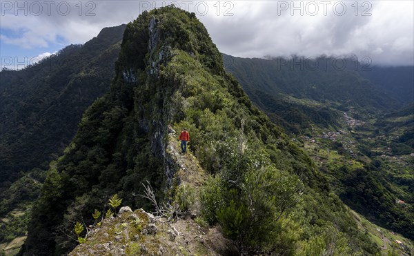 Hikers on the ridge of Pico do Alto
