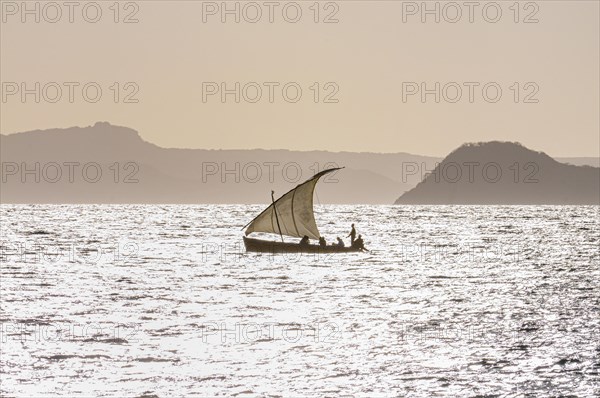 Backlight of a sailing boat in the bay of Diego Suarez