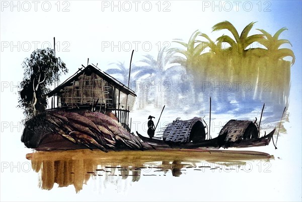 Fisherman with boats