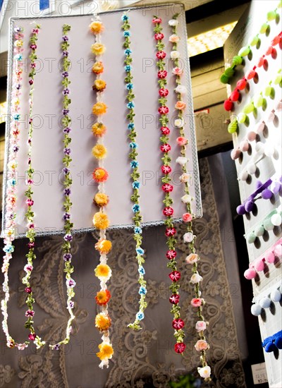 Turkish colorful needle work embroidery flowers as background