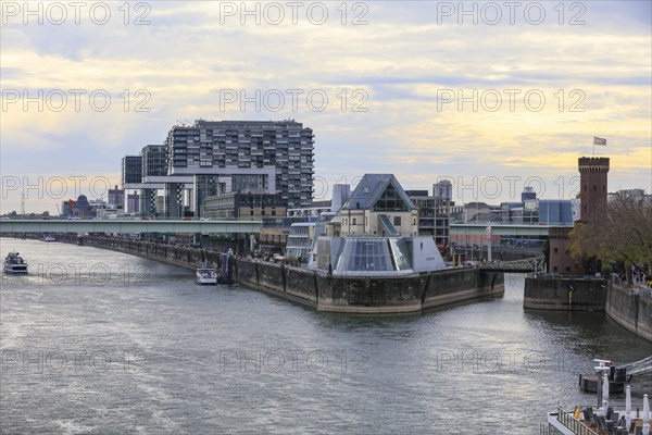 View across the Rhine to the Chocolate Museum and Malakoff Tower