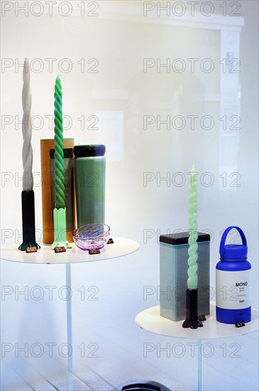 Shop window with twisted candles