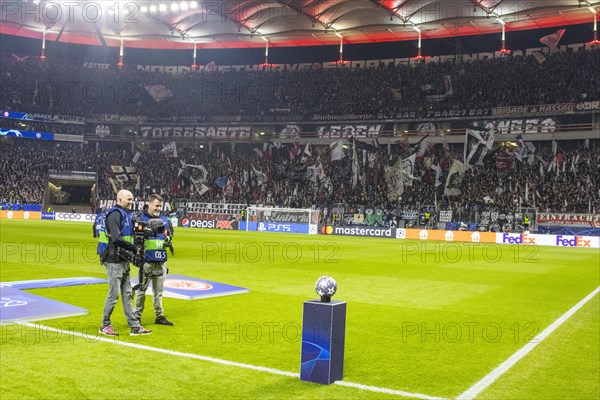 Frankfurt fans and the camera crew wait for the teams to enter
