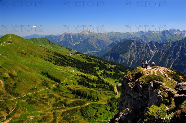 View from the summit of the Kanzelwand to the Oberstdorf mountains