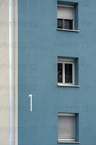 Cyan facade with windows