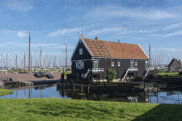 Ensemble with historic fishermens houses in the Zuiderzee Museum