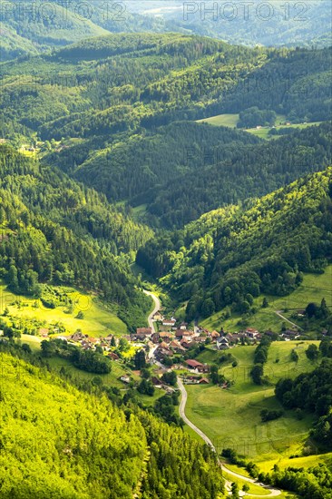 Hilly landscape with a village