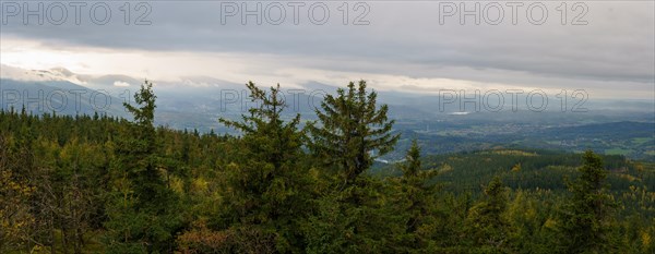 Extensive mountain panorama in the Karkonosze Mountains. Polish mountains