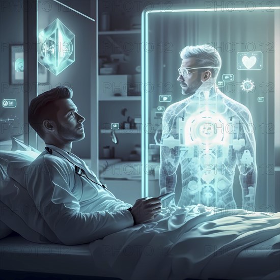 Monitoring and analysis of a patient in the hospital by a doctor and artificial intelligence