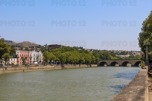 Kura river panorama of Tbilisi in Georgia