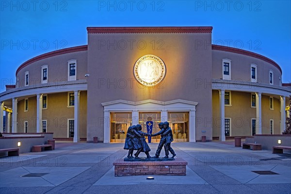 The state capital building of New Mexico in Santa Fe are built in a revival Pueblo Style