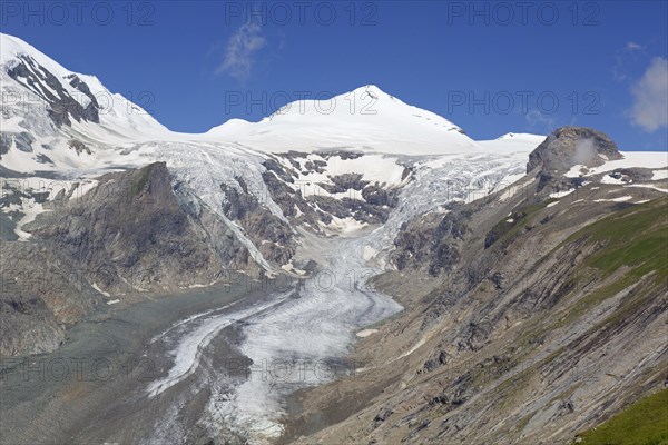 Aerial view over shrinking Pasterze